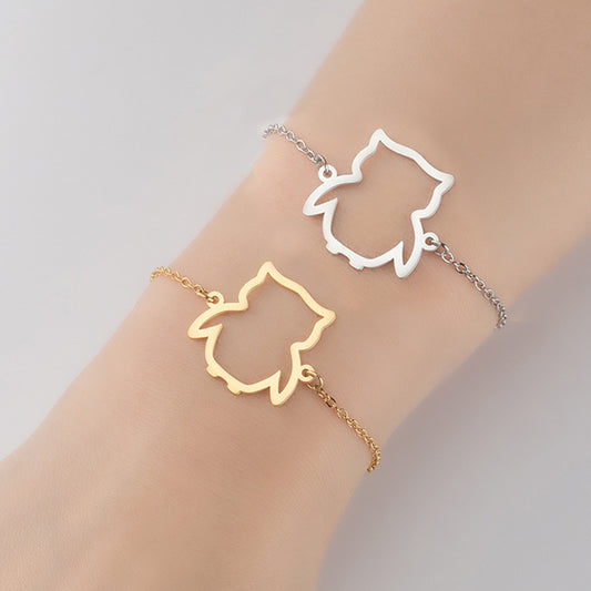Cut Small Animal Hollow Owl Pendant Simple Bracelet
