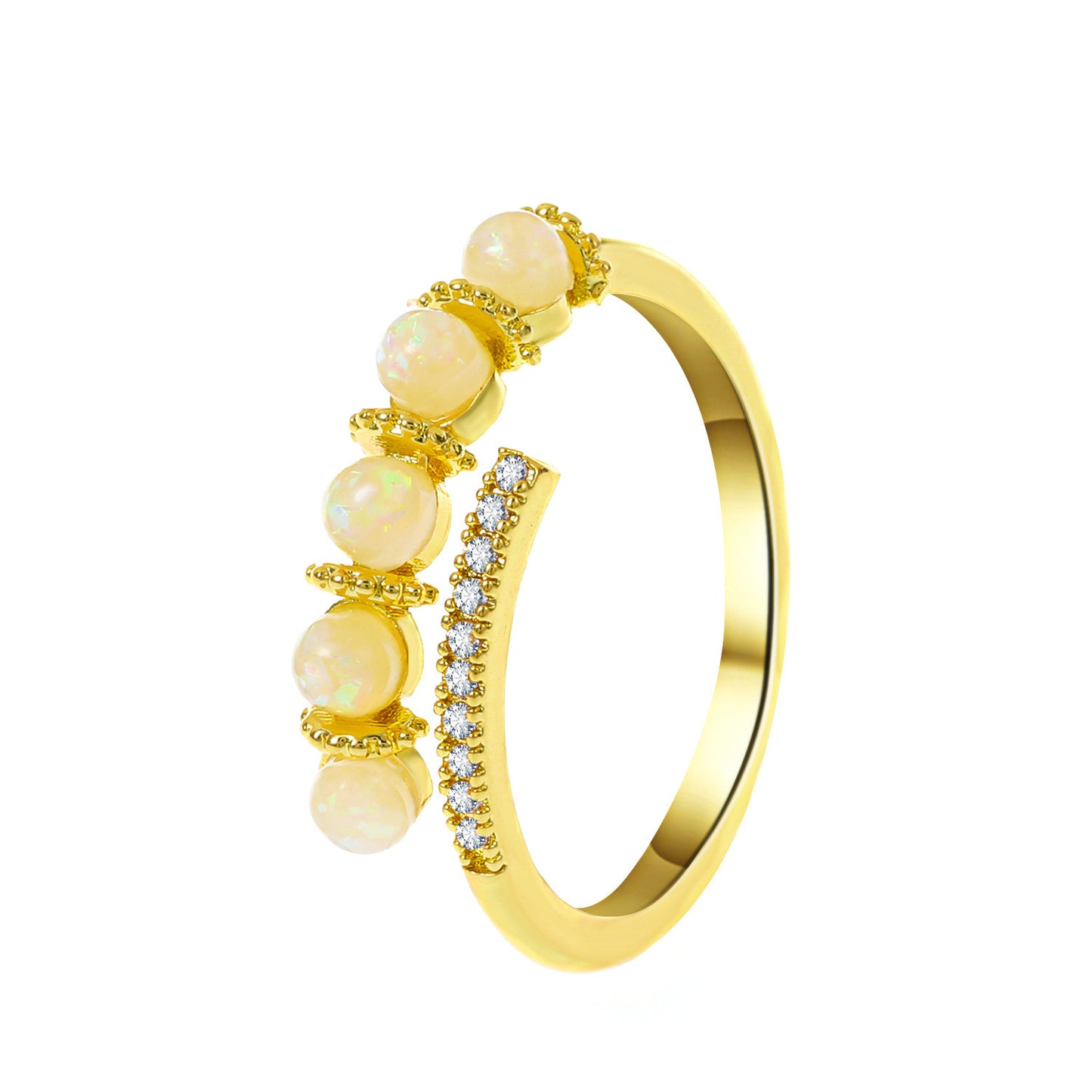 Diamond Oil-spot Glaze Flowers Ring