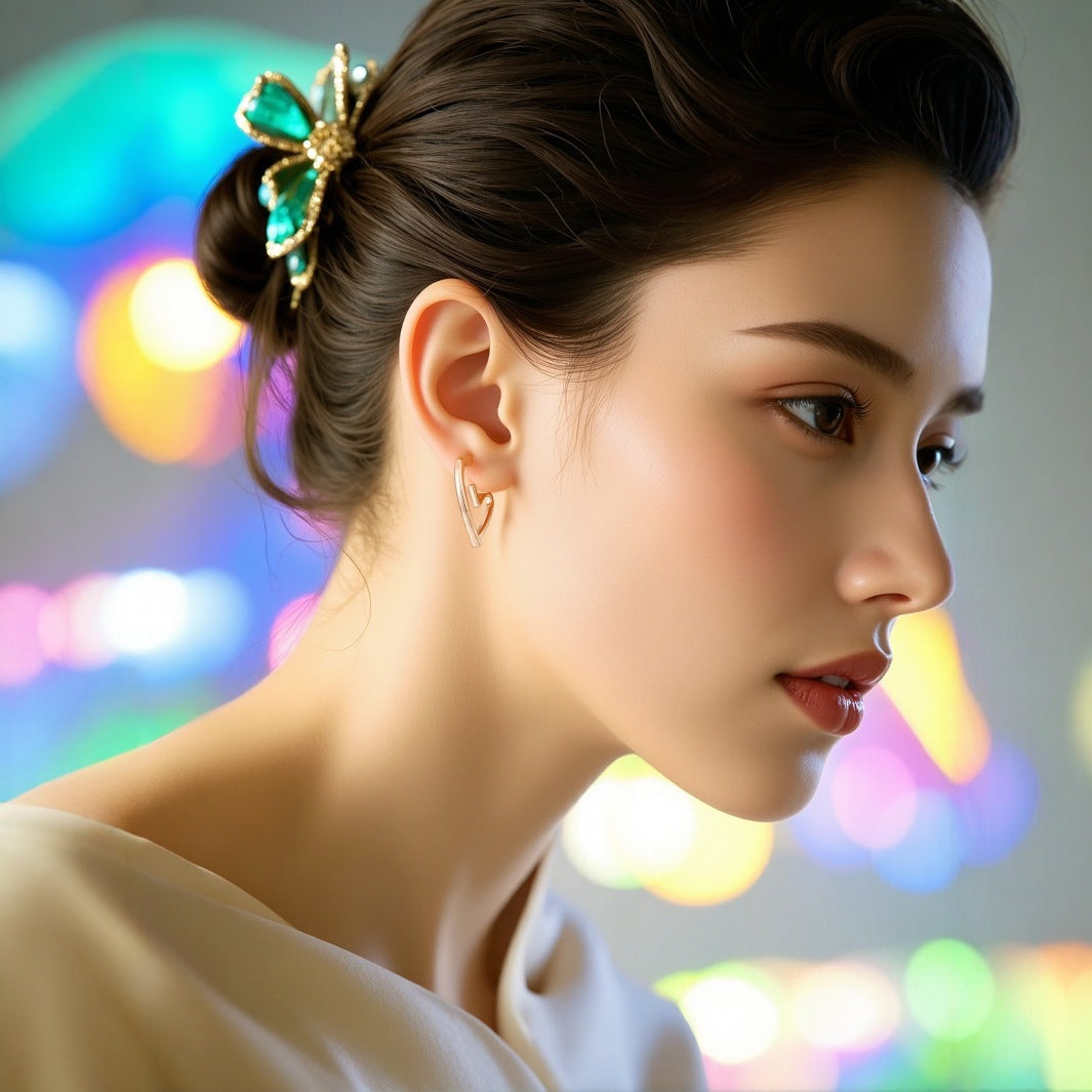 Simple And Cold Style Love Earrings For Women