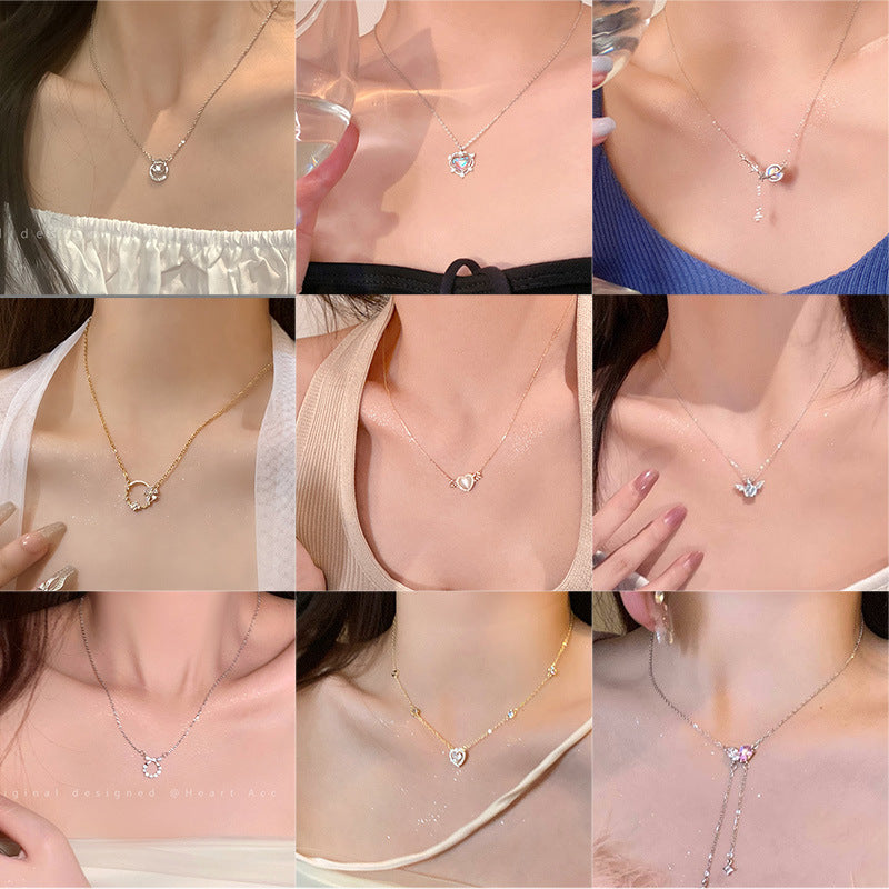 Titanium Steel Necklace Female Niche Design Hot Girl Short Pearl