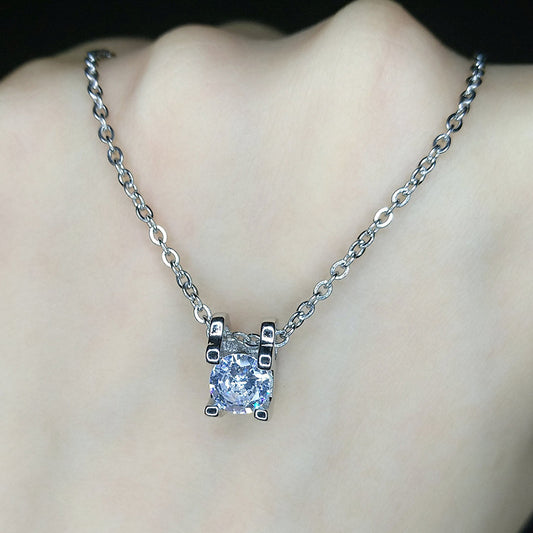 Simple Zircon Inlaid Plated Unisex Necklace