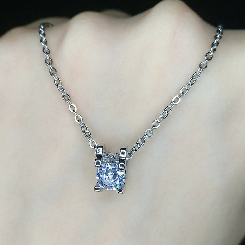 Simple Zircon Inlaid Plated Unisex Necklace